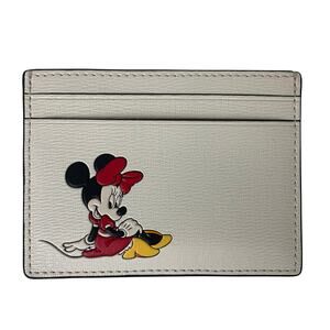 Disney X Kate Spade Minnie Mouse Textured Leather Card Holder Cream 4" x 3"